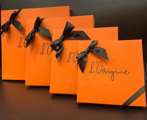 Boîte de chocolat orange biodégradable