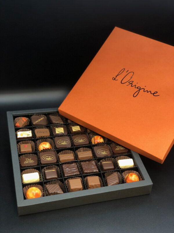 Boîte de chocolat orange biodégradable